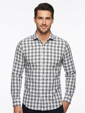 Michael Kors Dress Shirt Mens 16 32/33 Long Sleeve Button Up Grey White